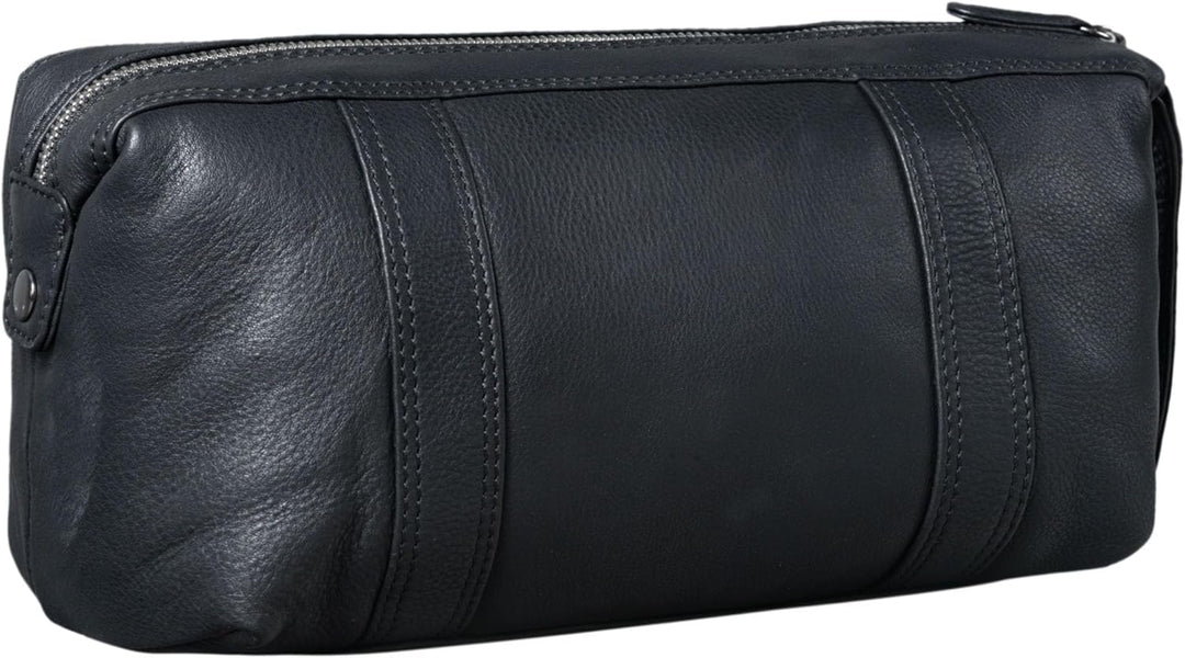 STILORD 'Bruno' Leder Kulturbeutel Vintage für Herren Damen Grosse Kulturtasche Zwei Fächer Waschtas