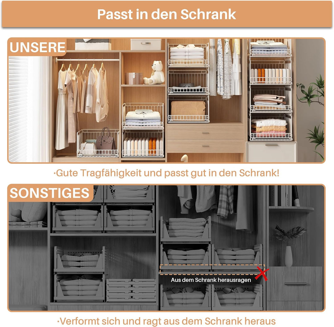Ornestia 4 Stück Metall Schrank Organizer Kleiderschrank, Kein Bohren Ausziehbarer Schrank-Organizer