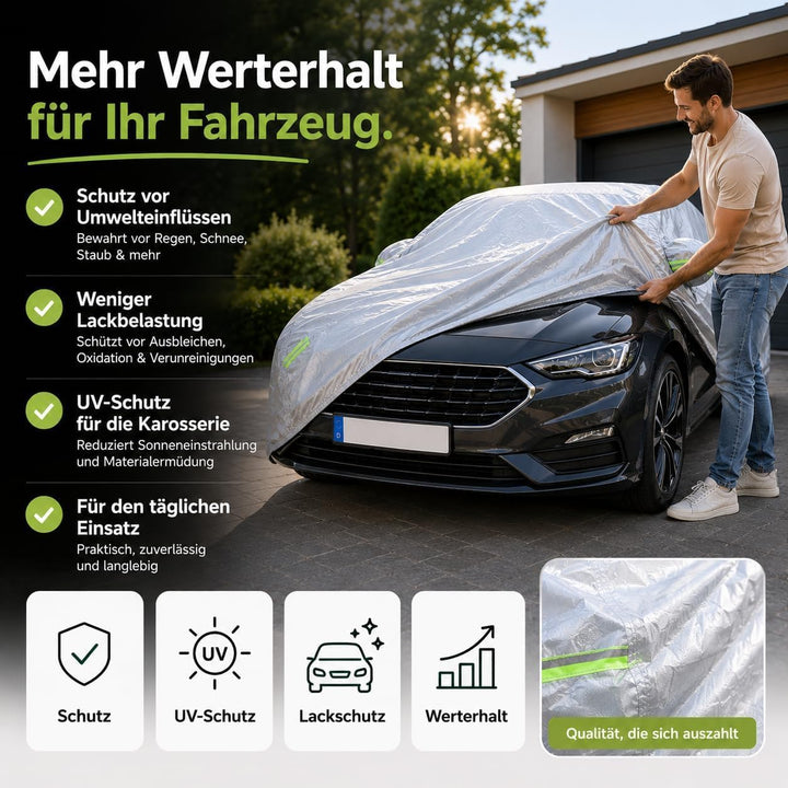 autogadget® 1x Autoschutzhülle Auto Abdeckung Autozubehör - Car Cover - Autoplane Silber Hülle Plane