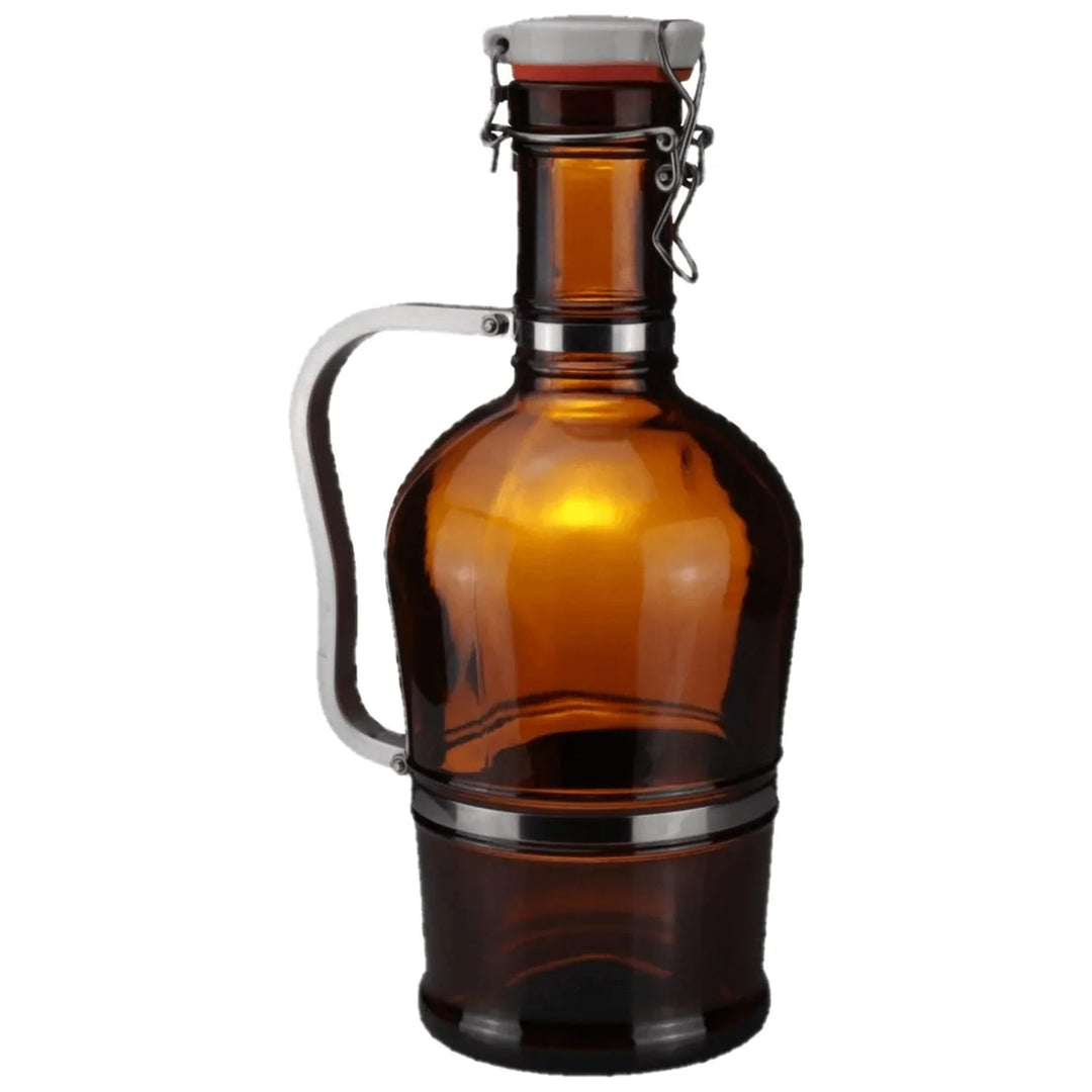 Biersiphon 2L Braun Glaskaraffe für Selbstgebrautes Bier - Stilvolle Präsentation Einfaches Abfüllen