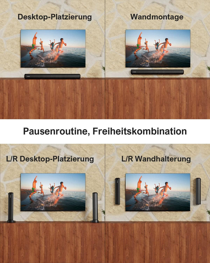 ULTIMEA 2.2-Kanal Soundbar für TV Geräte, teilbare 2-in-1 Soundbar für Fernseher, Bluetooth 5.3 TV-S