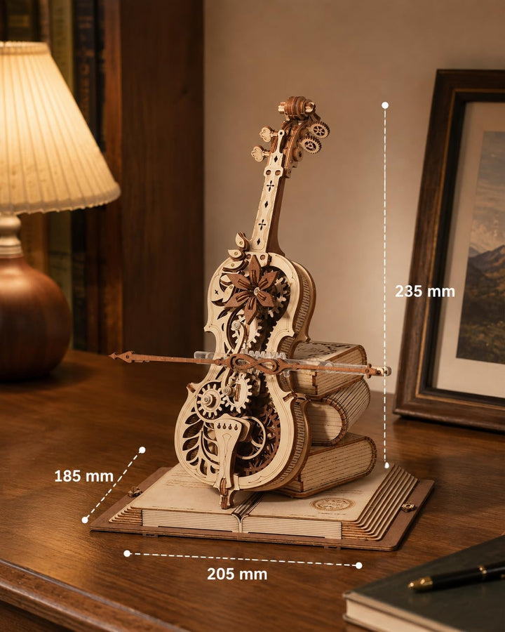 ROKR 3D Holz Puzzle Modellbausatz Spieluhr, DIY Holzpuzzle Magisches Cello Geschenke und Dekoration