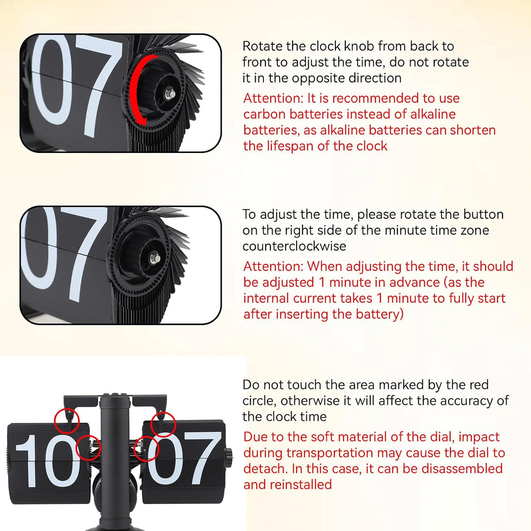 HERCHR Automatische Flip Deskuhr Mechanische Retro, Digitale Flip -Down -Uhr Grosse Zahlenbatterie b