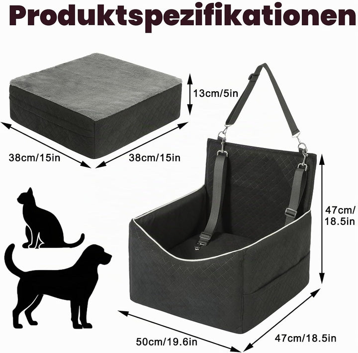 Hunde Autositz für kleine und mittlere Hunde bis 15,8 kg Hundesitz Auto mit 2 Sicherheitsgurten und