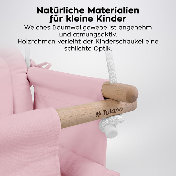 Tulano Hop 30 Rosa | Baby Schaukel Hängesitz für Kinder 6-36 Monate | Indoor & Outdoor | Sicherheits