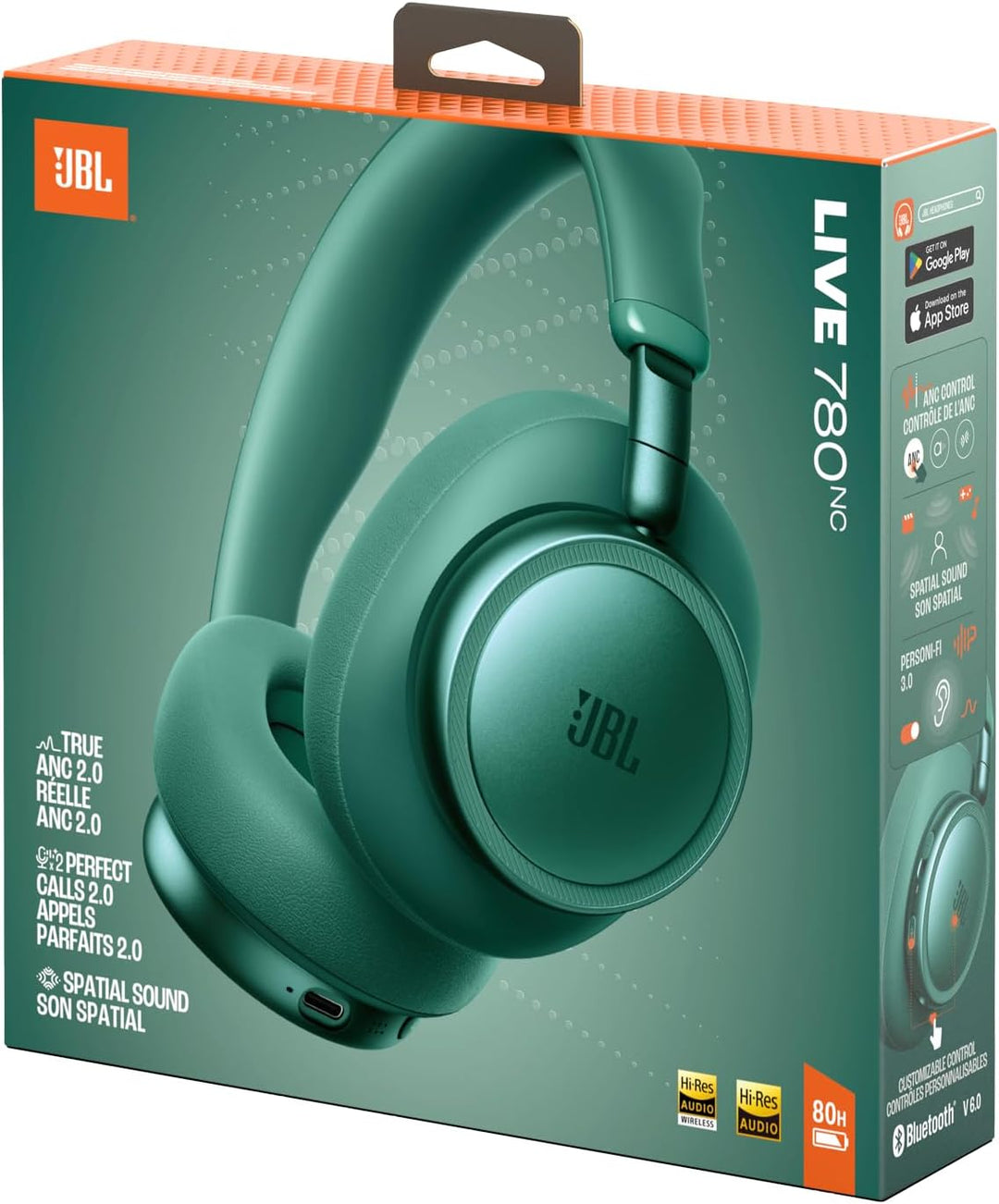 JBL Live 780NC Kabellose Over‑Ear‑Kopfhörer mit Noise Cancelling, Grün | Bluetooth 6.0, Personalisie