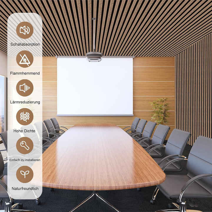 AKK-PANE Akustikpaneele Holz 240x60cm (8er-Set 11,52 m²), 3D Wandpaneele Holz, für Küche, Wohnzimmer