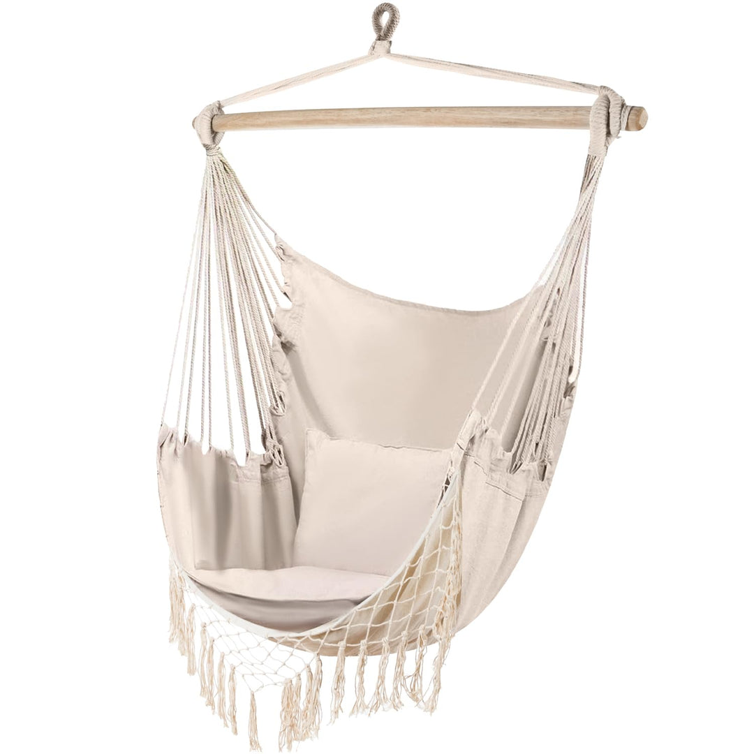 Gardlov Hängesessel Outdoor 97 x 130 cm Beige bis 120 kg - Schaukelsessel Outdoor und Innen - Hänges
