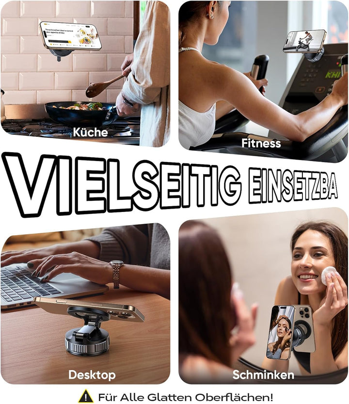 VICSEED Handyhalterung Auto Magnet für Magsafe Autohalterung [20XN55 Magnets & 20KG Vakuum Saugnapf]