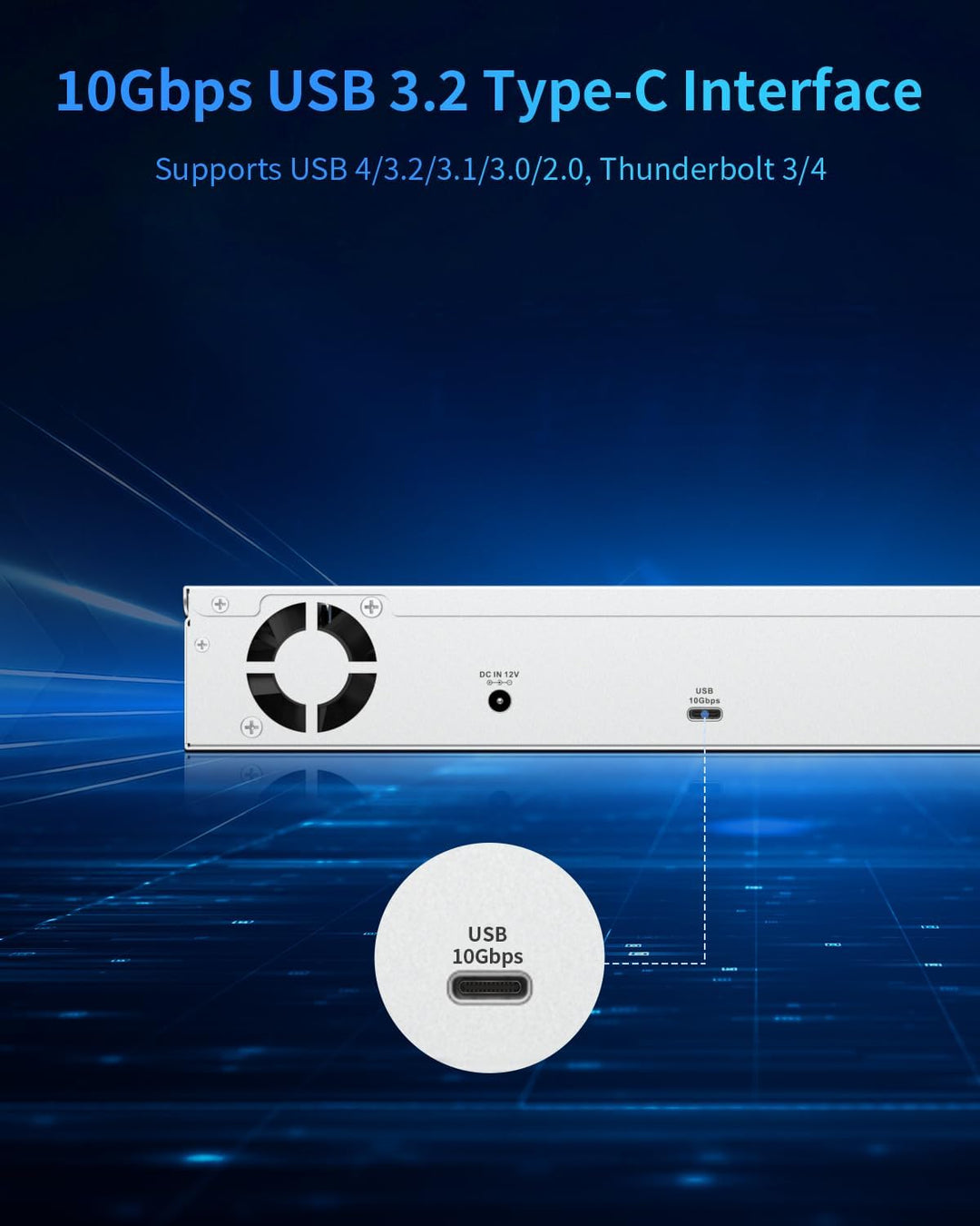 TERRAMASTER D4-320U 4-Bay Ultra-kurzes Rack-montiertes Festplattengehäuse– USB 3.2 Gen2 10 Gbit/s Ty