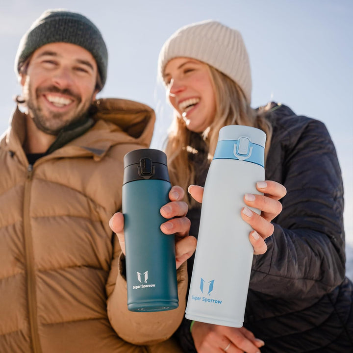 Super Sparrow Trinkflasche Edelstahl - Trinkbecher - 350ml, 500ml, 750ml - BPA-Frei, Auslaufsicher T