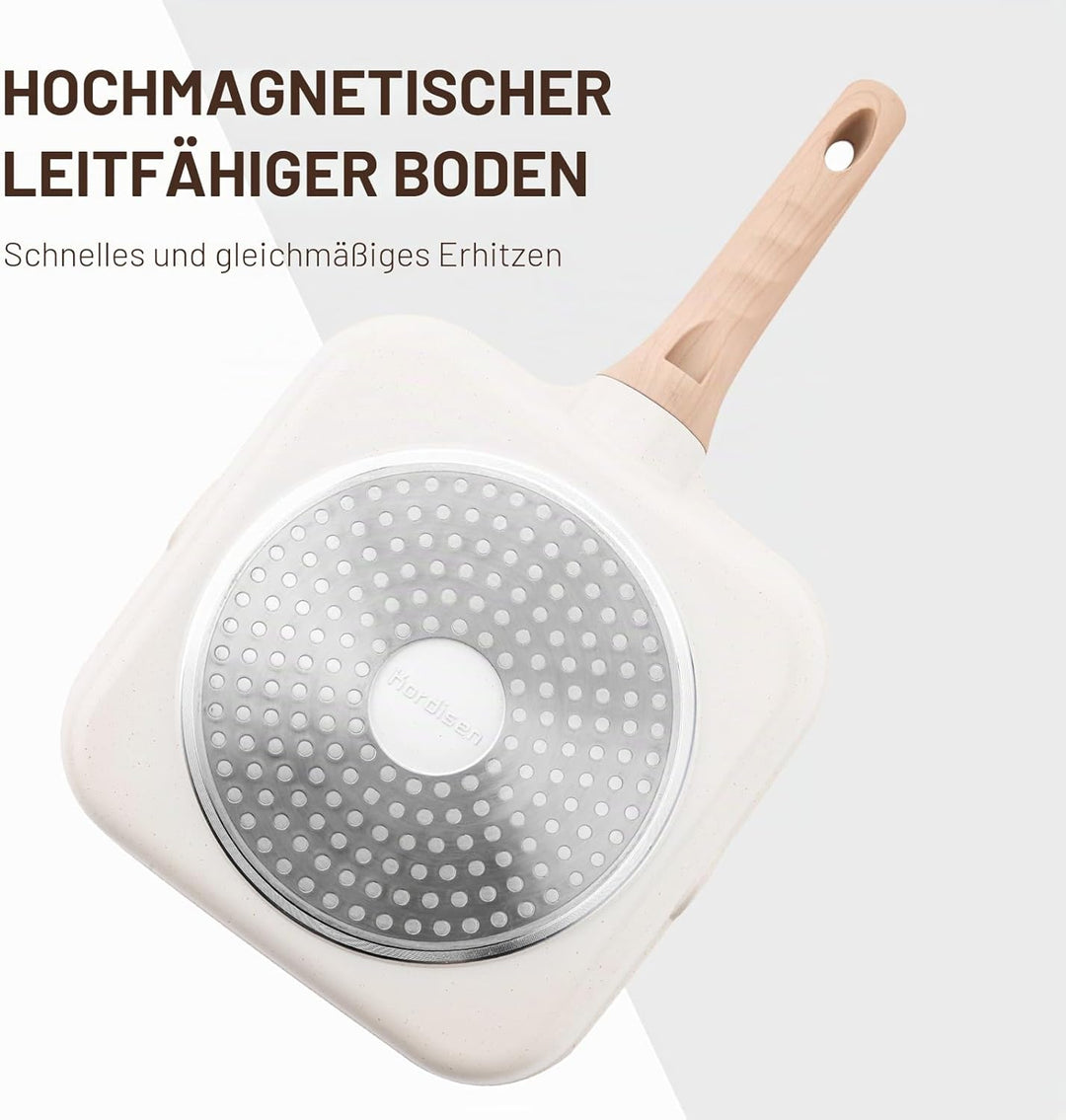 Kordisen Grillpfanne Induktion 24 cm mit Deckel – Grillpfanne mit Ausguss &amp; Steakpfanne quadratisch,