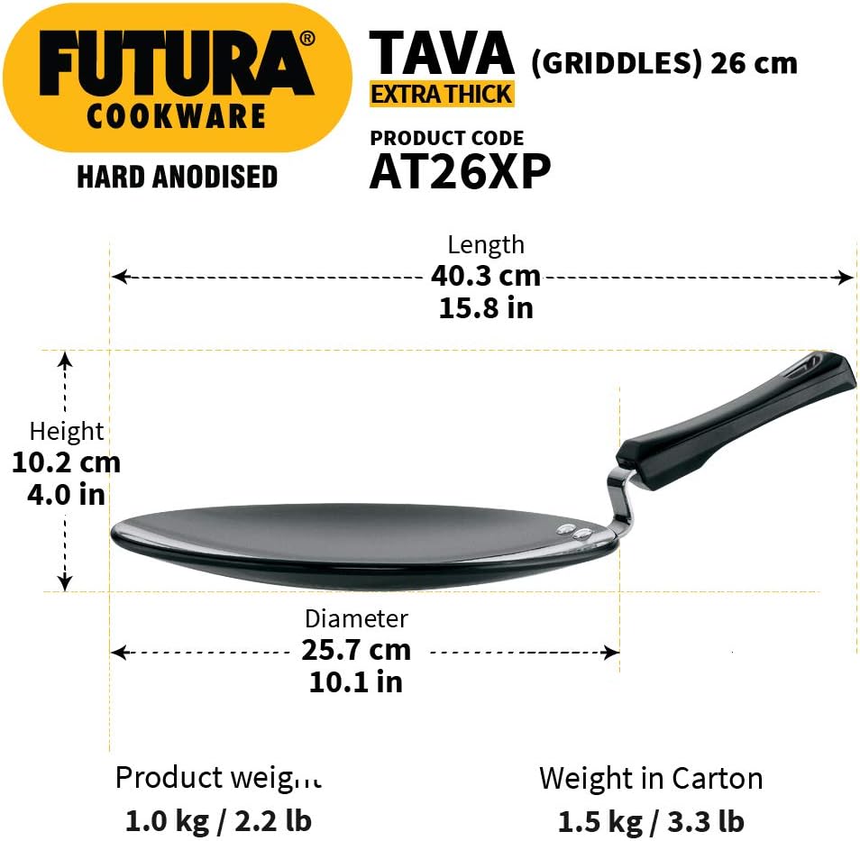 HAWKINS Futura Eloxierte Grillplatte, 25,4 cm, mit Kunststoffgriff, Schwarz 10\" With Plastic Handle