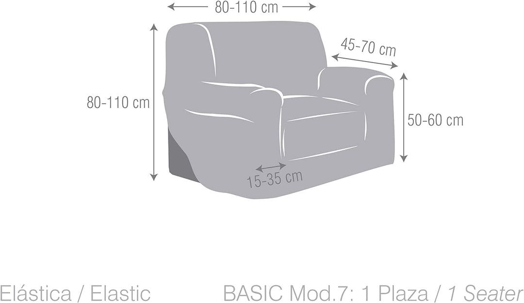 Eysa Dorian elastisch Sofa überwurf 1 Sessel, Chenille, 6-grau, 37 x 9 x 29 cm 37 x 9 x 29 cm 6-grau