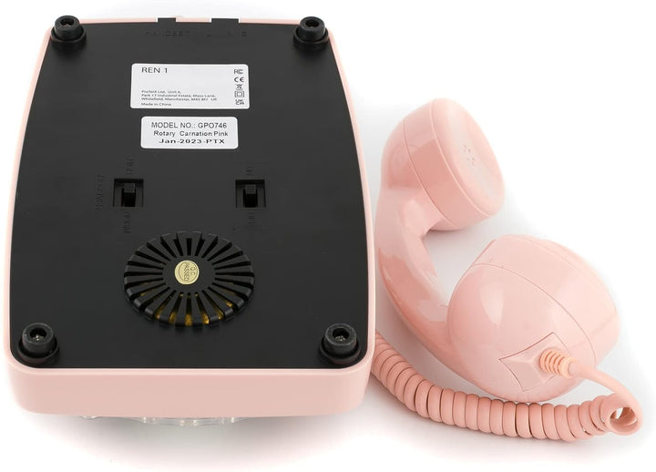 GPO 746ROTARYPINK Retro Telefon mit Wählscheibe im 70er Jahre Design Pink- Nelke Rosa, Pink- Nelke R