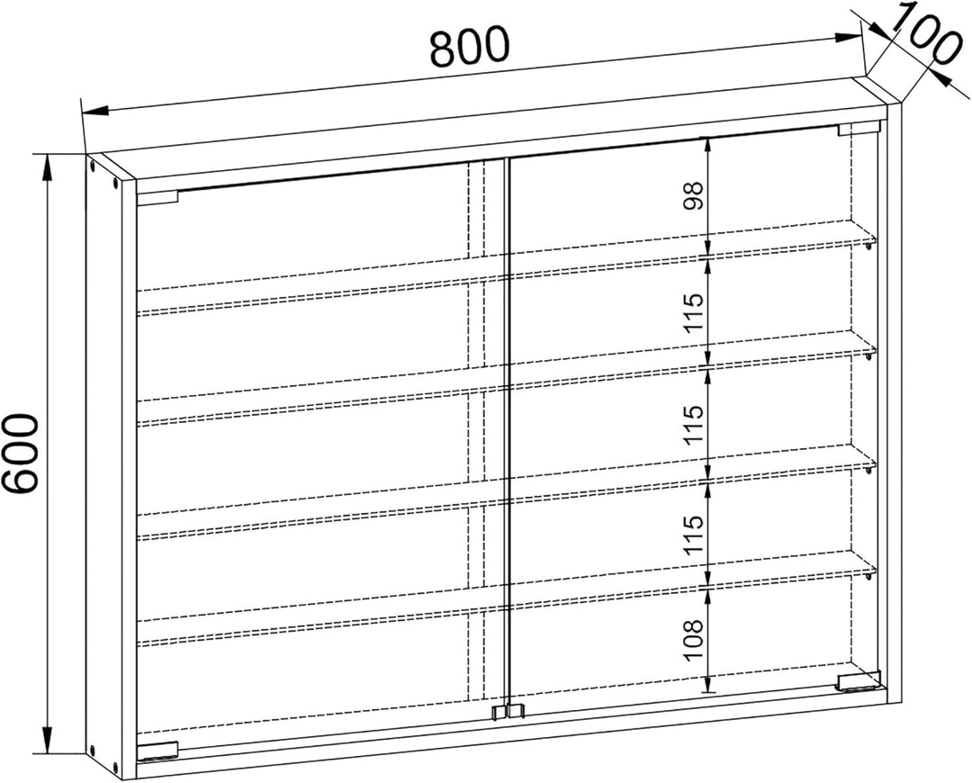 VCM 912949 Vitrine Sammelvitrine Wandvitrine Wand Schrank Regal Hängeregal Hängevitrine Holz Buche 6