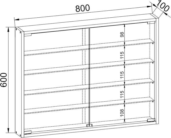 VCM 912949 Vitrine Sammelvitrine Wandvitrine Wand Schrank Regal Hängeregal Hängevitrine Holz Buche 6