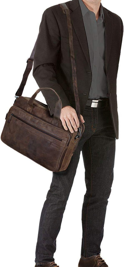 STILORD 'Atlantis' Leder Aktentasche gross Vintage Lehrertasche Arbeitstasche grosse Ledertasche Bus