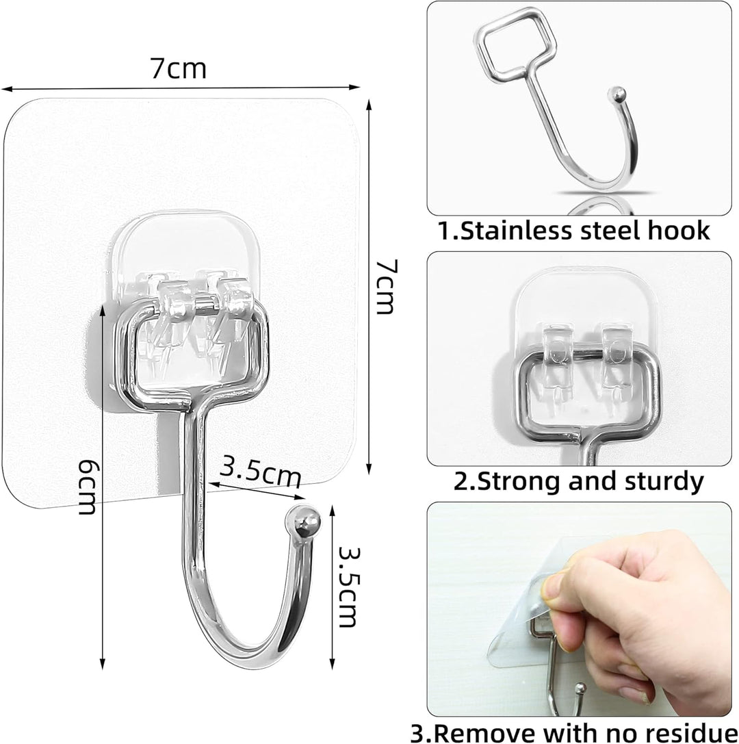 Charfia 16 Stück 15kg (Max) Selbstklebend Haken Extra Stark, Grosse Klebehaken Transparent Haken Sel