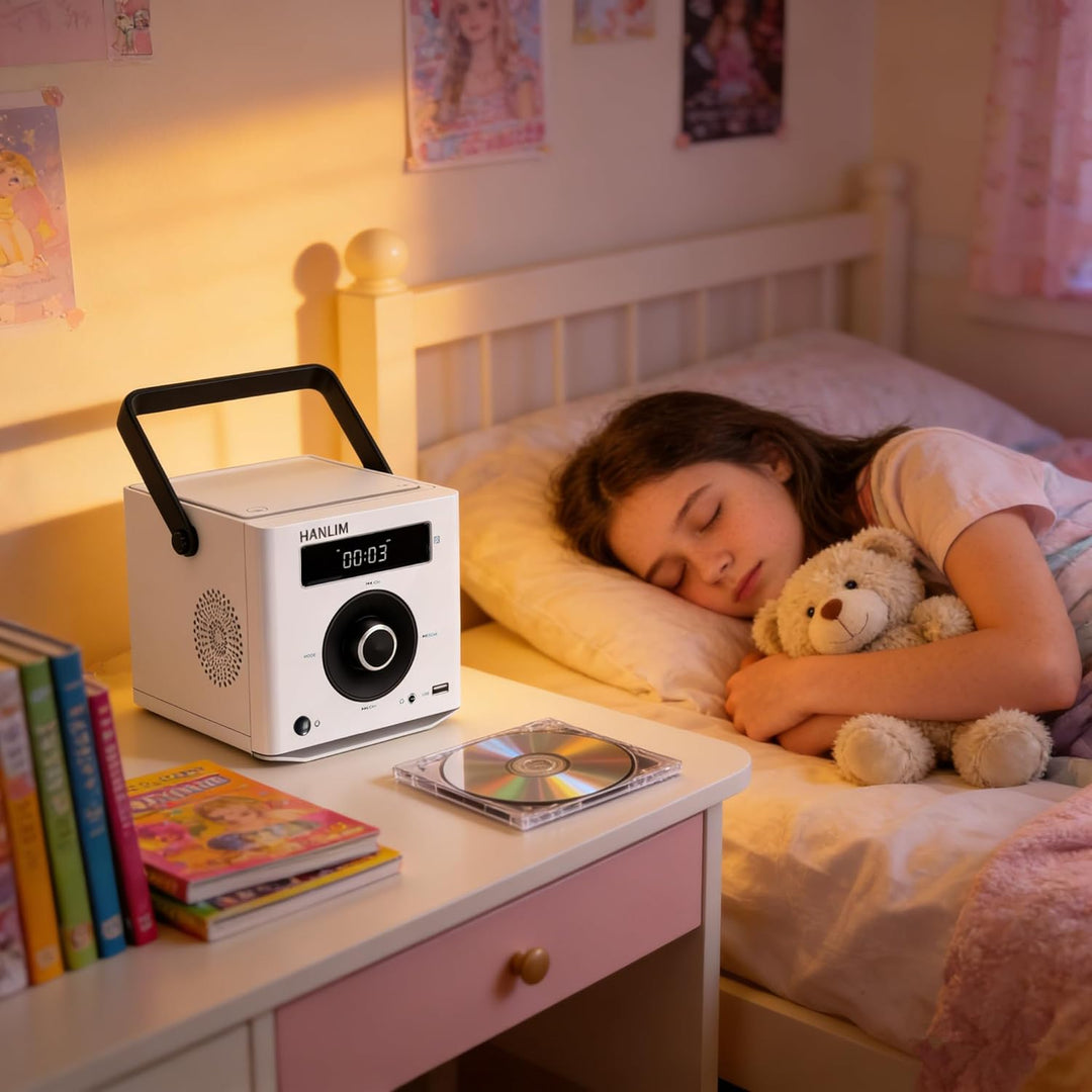 HANLIM Tragbarer CD-Player 20W Bluetooth-kompatibel/UKW-Radio/MP3-Wiedergabe/USB/AUX-Eingang/Kopfhör