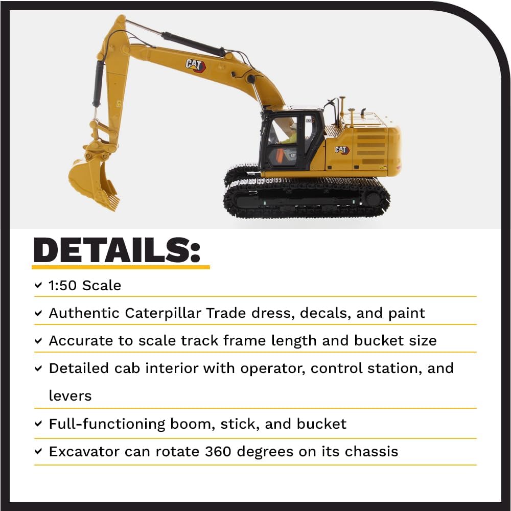 Diecast Masters 85571 - Caterpillar Bagger 323, Massstab 1:50, ca. 18,3 x 6,3 x 8 cm, ab 14 Jahren