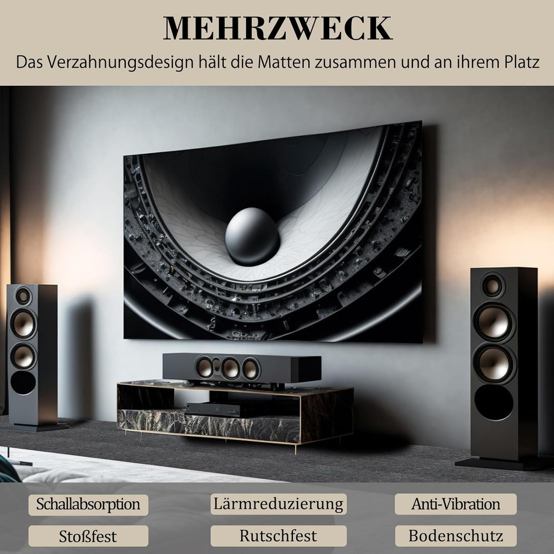 BXI Dicke Schallabsorber Puzzle-Bodenmatten, 16 Stück 28 x 28 x 0,9 cm Hochdichte Klavier matte Schl