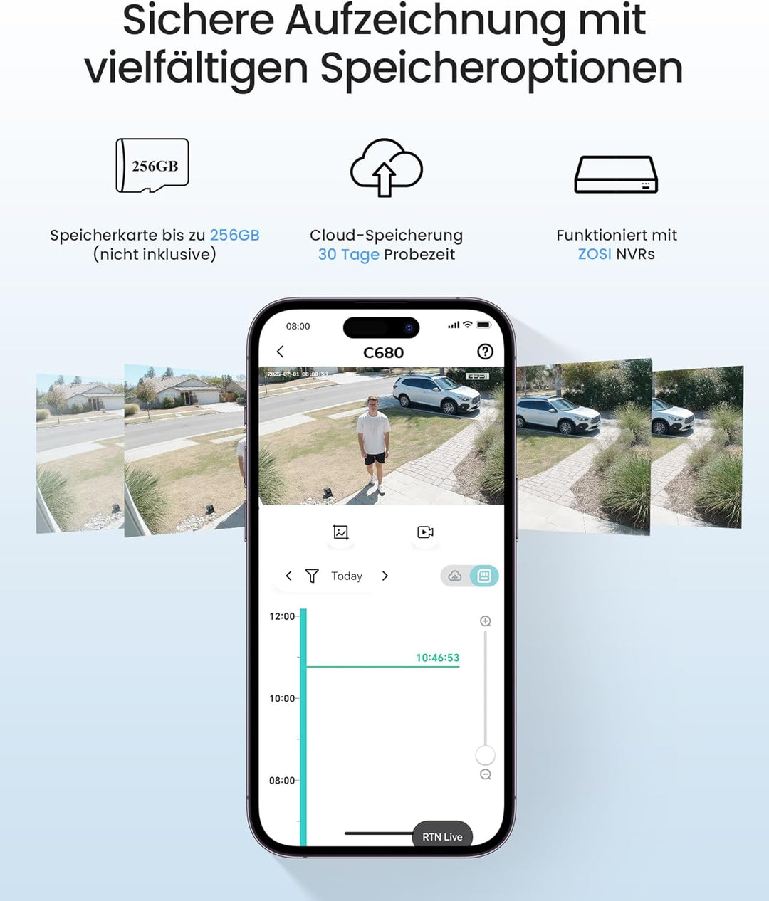 ZOSI 2er C680 2K Fenster Überwachungskamera mit Vollfarb-Nachtsicht, 3MP 2,4/5GHz WLAN Innen Kamera,
