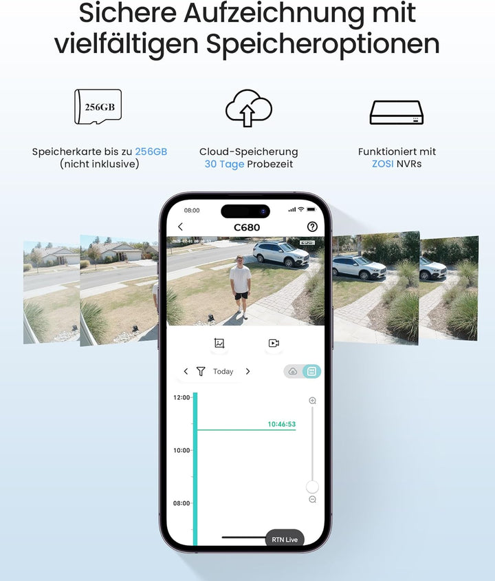 ZOSI 2er C680 2K Fenster Überwachungskamera mit Vollfarb-Nachtsicht, 3MP 2,4/5GHz WLAN Innen Kamera,