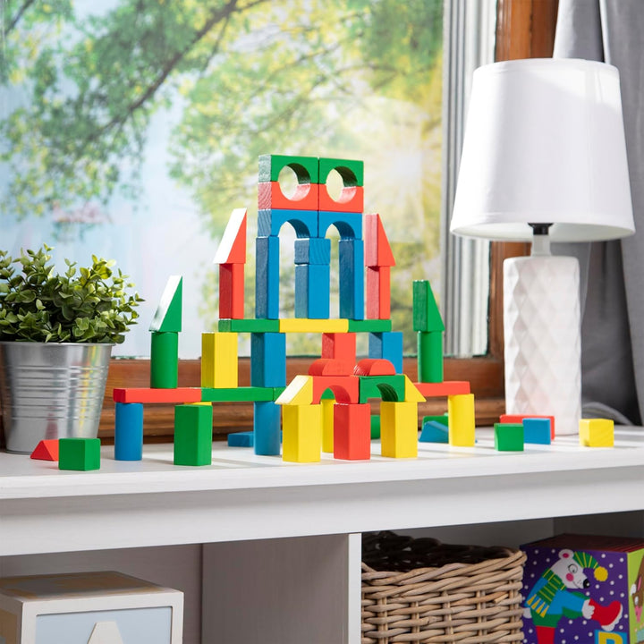 Melissa & Doug 10481 Holzbausteine (100 Teile) Standardverpackung Einzeln, Standardverpackung Einzel