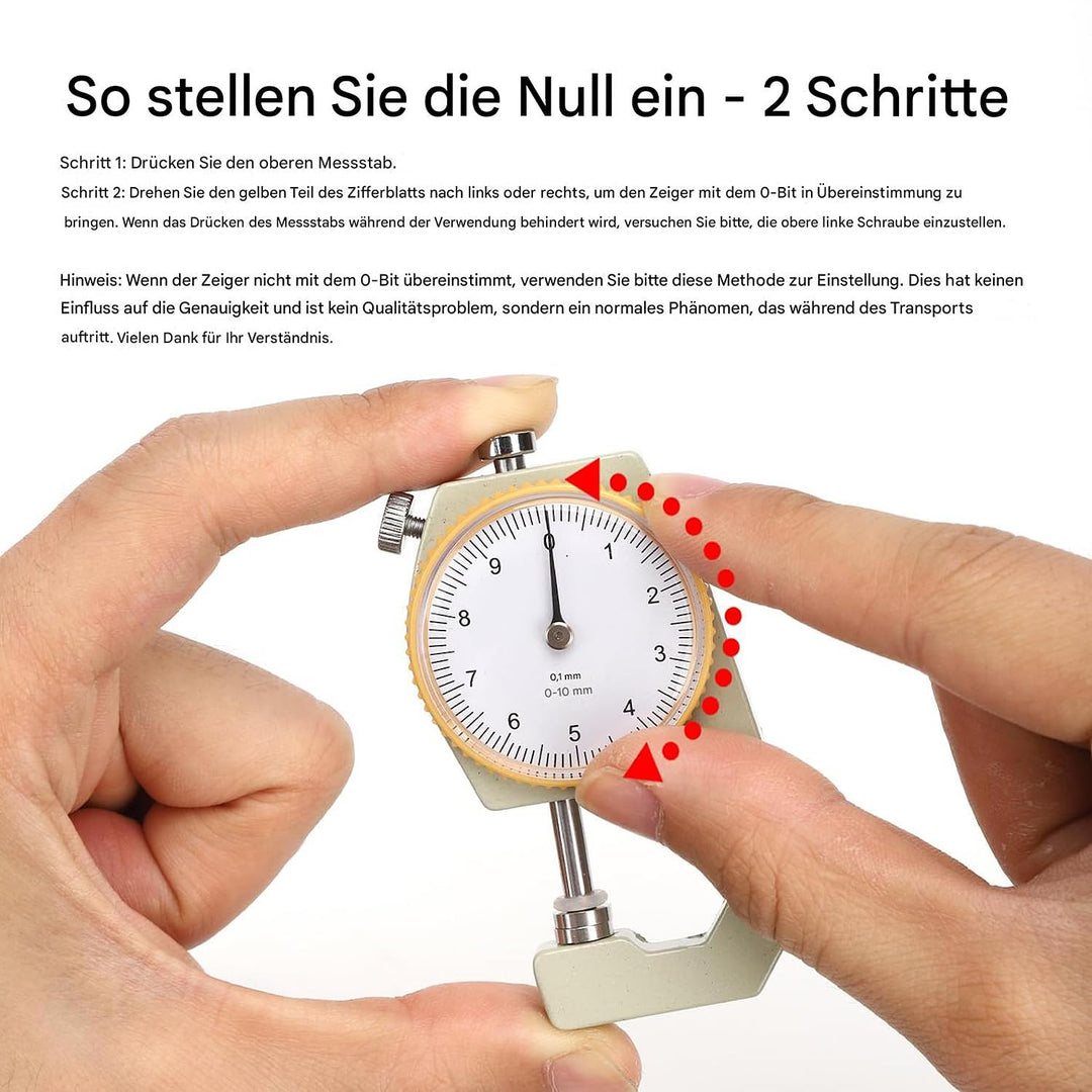 WUTA Leder-Dickenmessgerät 0-10mm Bereich Tragbarer Dickenmessgerät für Leder Papier Metallblechdick