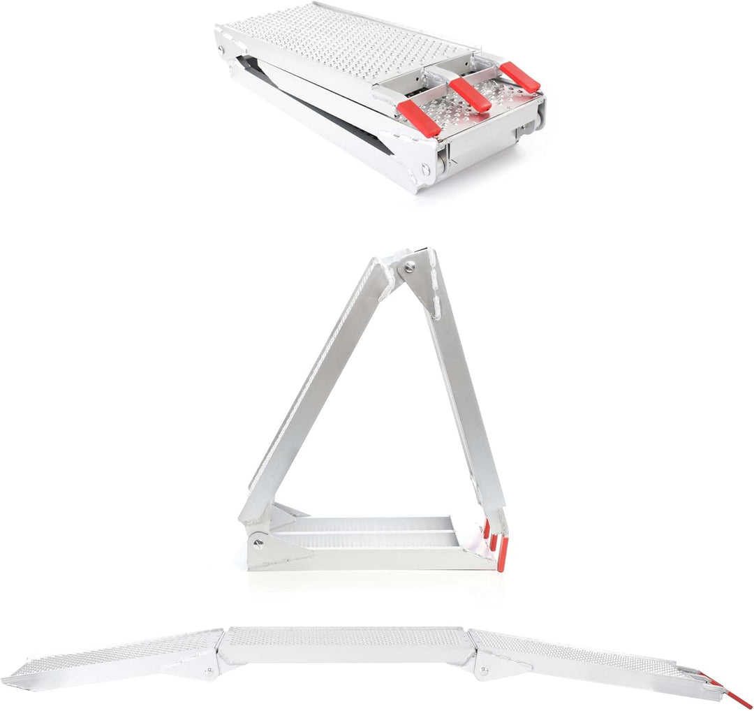 Wiltec Auffahrrampe 3-Fach klappbar 199cm 270kg für Motorrad ATV Quad, Aluminium Auffahrschiene falt