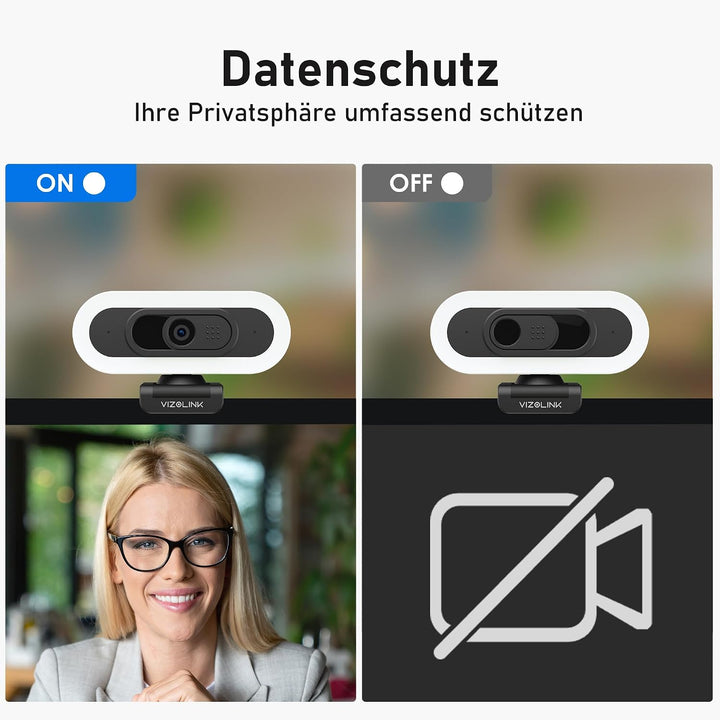 W8LS 4K Webcam 30fps mit Autofokus, Geräuschunterdrückung Mikrofon, LED-Leuchten, 78°FOV, Lichtkorre