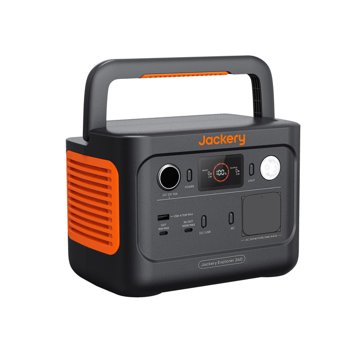 Jackery Explorer 240 v2 Tragbare Powerstation, 256Wh LiFePO4 Solargenerator mit 300W AC/100W USB-C A