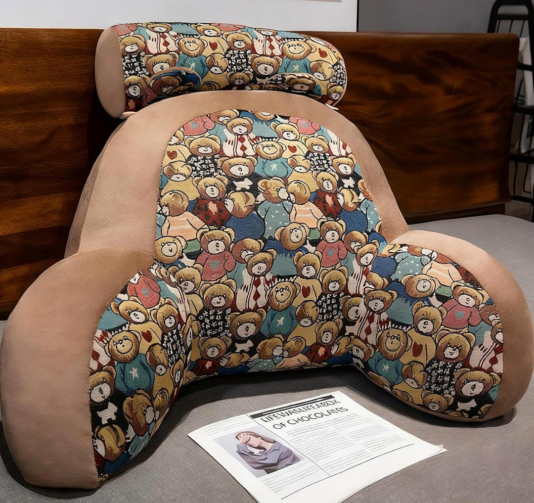 Rückenkissen für Bett und Sofa mit Armlehnen Ergonomisches Lesekissen Erwachsene Atmungsaktives Lese