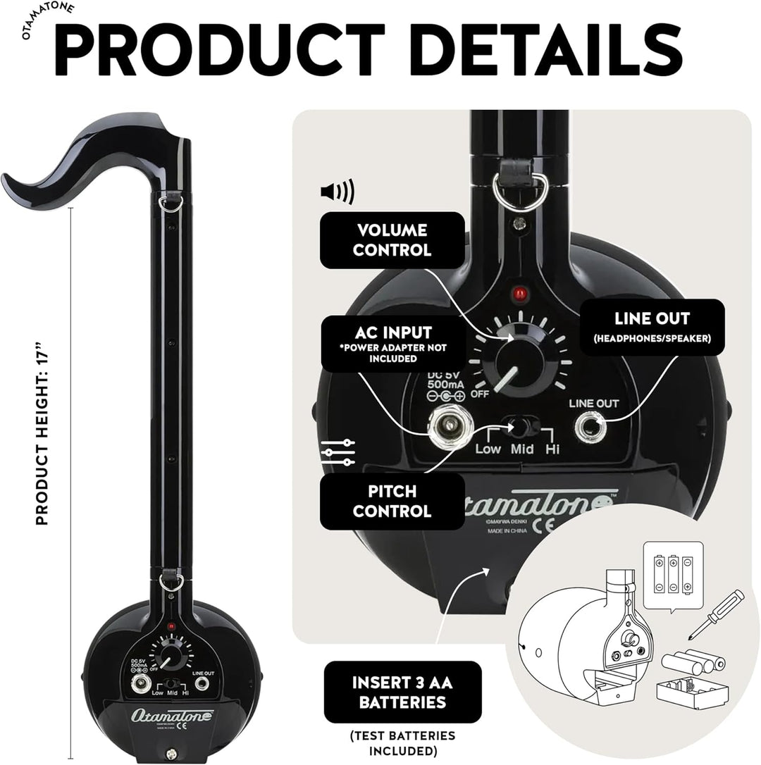Otamatone Deluxe Black Elektronisches Musik Instrument, Tragbar Digitale Musikinstrumente Synthesize