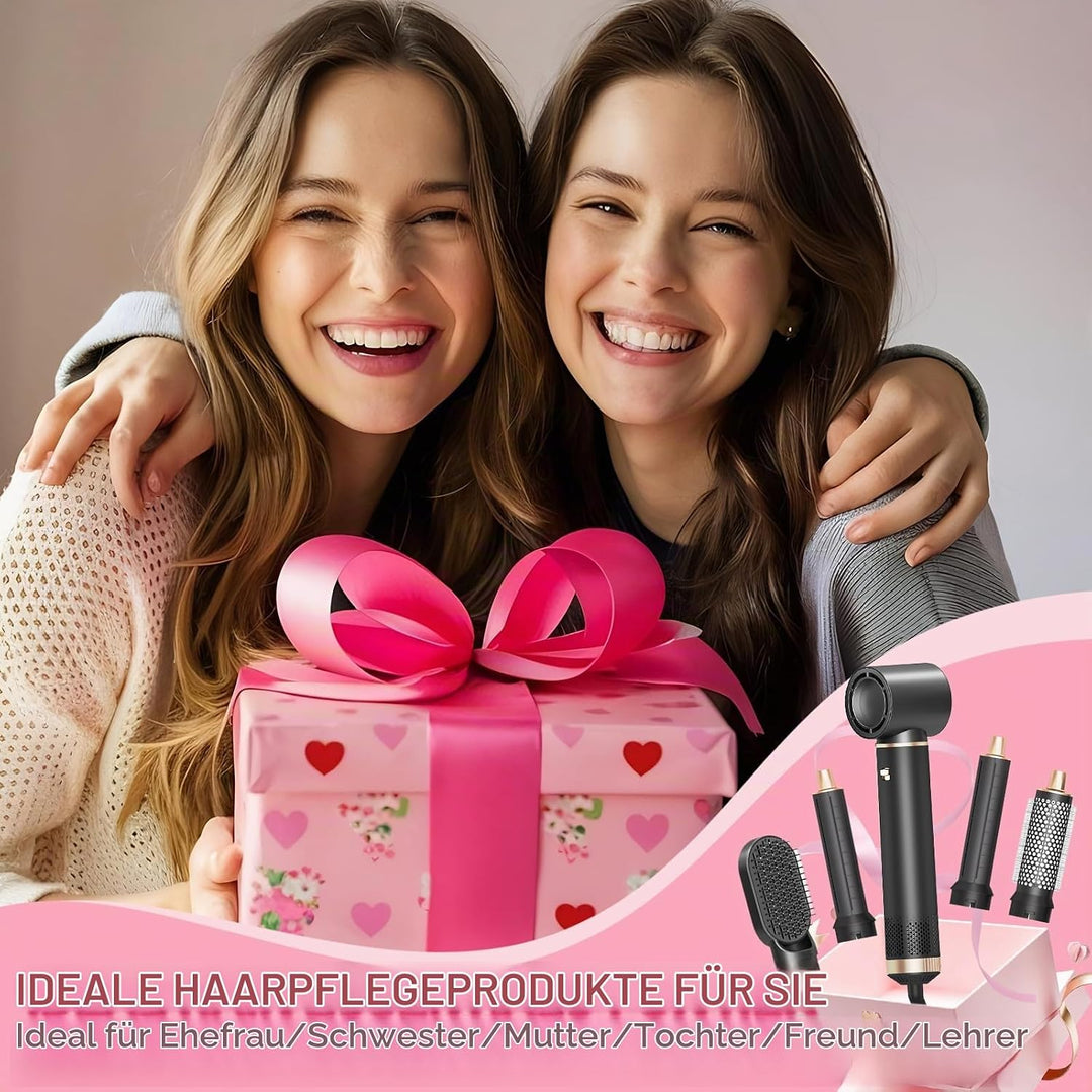 5-in-1-Heissluftbürste mit negativen Ionen und multifunktionaler Haartrockner-Styler mit Lockenstab,