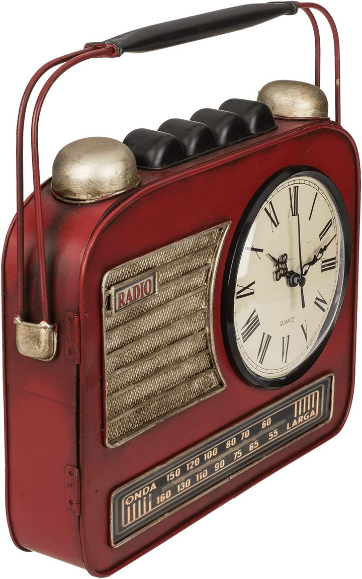 Out of the Blue Metall-Schlüsselkasten, Radio mit Uhr, Rot, one Size