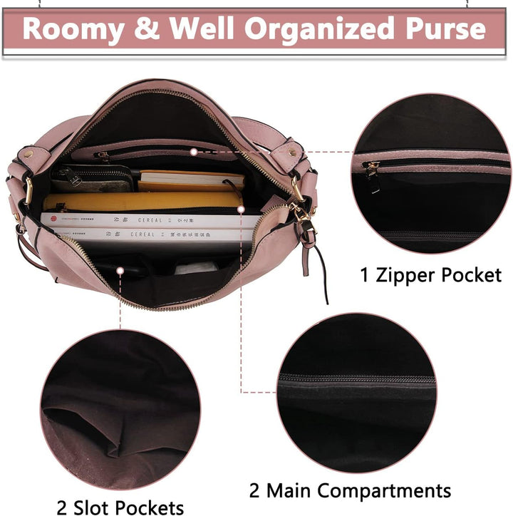 VX VONXURY Handtaschen für Frauen, Medium Vegan Leder Hobo Taschen Geldbörse für Damen Rosa, Rosa