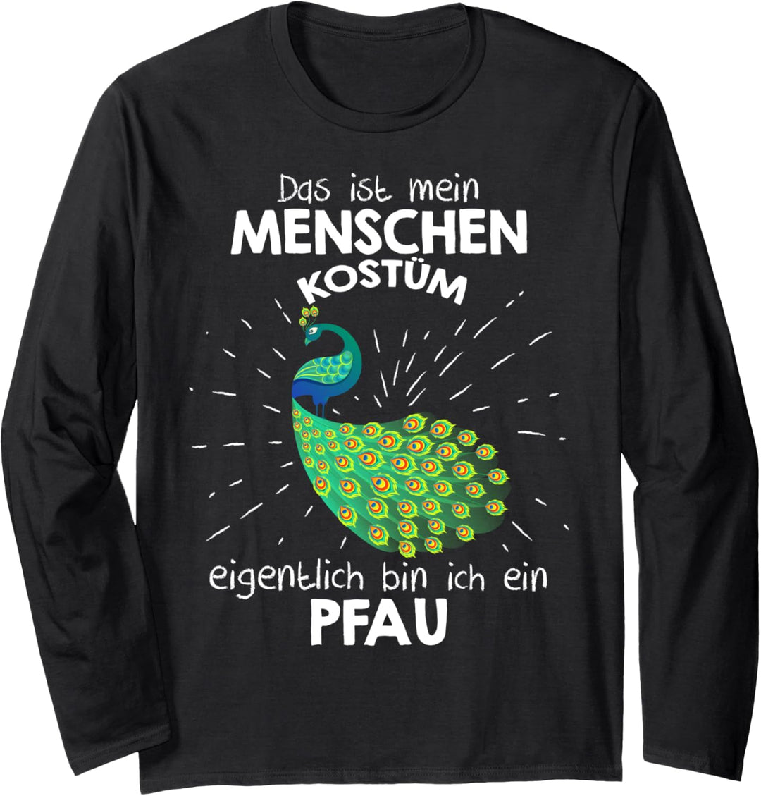 Mein Menschen Kostüm Bin ich ein Pfau, Halloween Outfit Langarmshirt