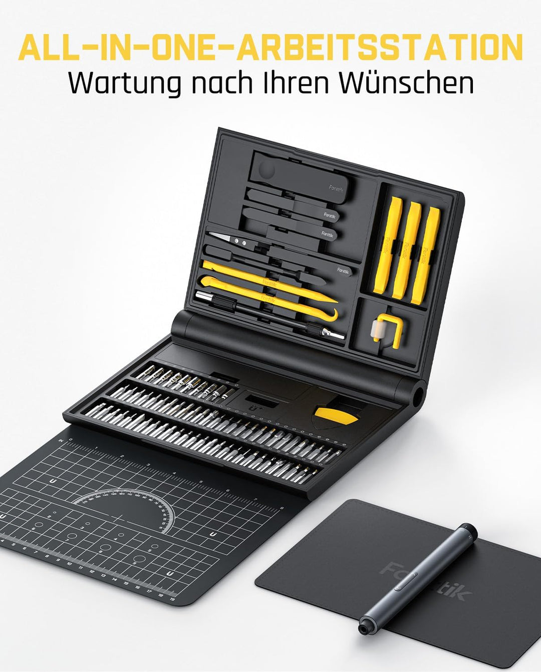 Fanttik E1 NEX Workstation Präzisions-Schraubendreher-Set, 64 magnetische Bits, 12 Arten von Fixierw