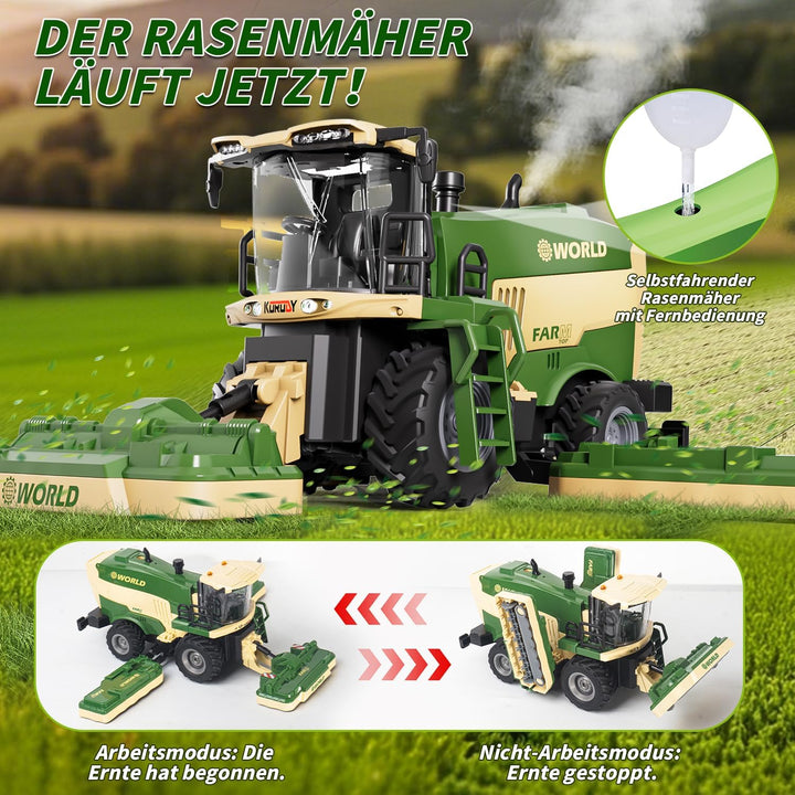 PENGBU RC Mähwerk Spielzeug, Ferngesteuerter Mähdrescher Ferngesteuert Kinder Rasenmäher, 2.4 GHz Fe