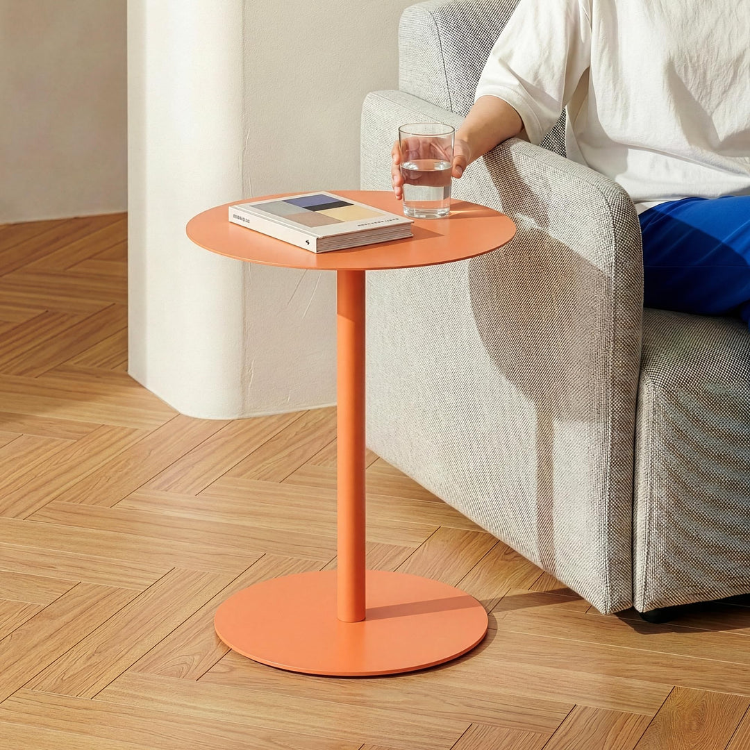 [en.casa] Beistelltisch Nastätten Gartentisch Couchtisch mit Metallgestell rund Sofatisch modernes D