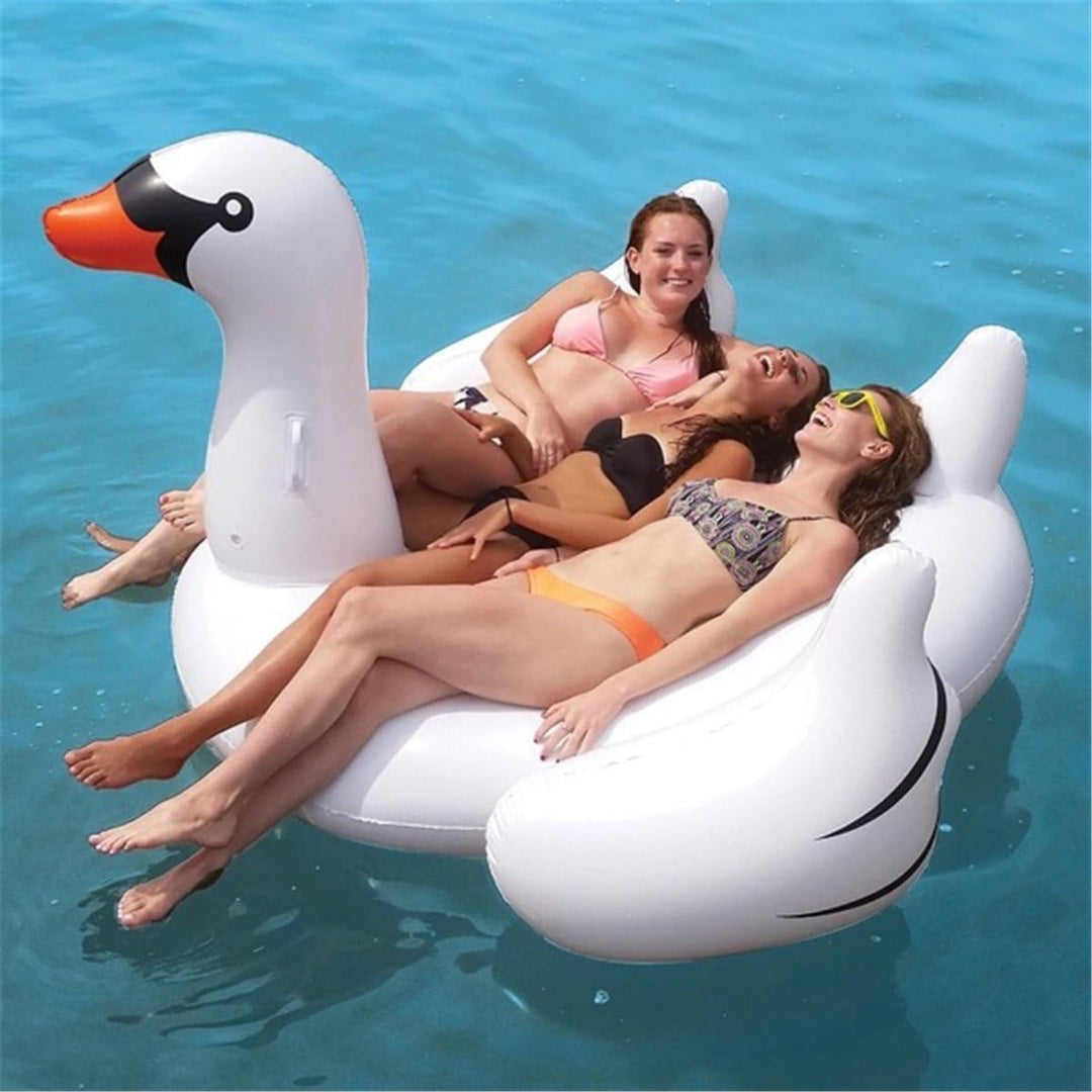 Aufblasbarer riesiger Flacher Mund weisser Schwan Lianshi Rideable Pool Folat Sommer-Spielzeug-Pool