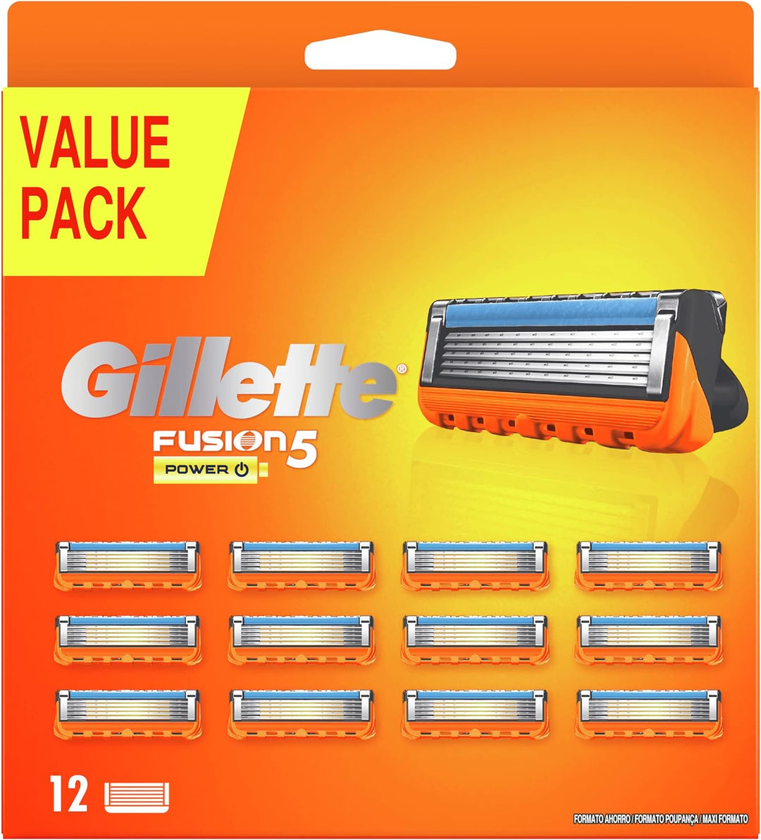 Gillette Fusion 5 Power Bartklingen, 12 Ersatzteile mit 5 Klingen, unerschöpfliche Zartheit, Schmier