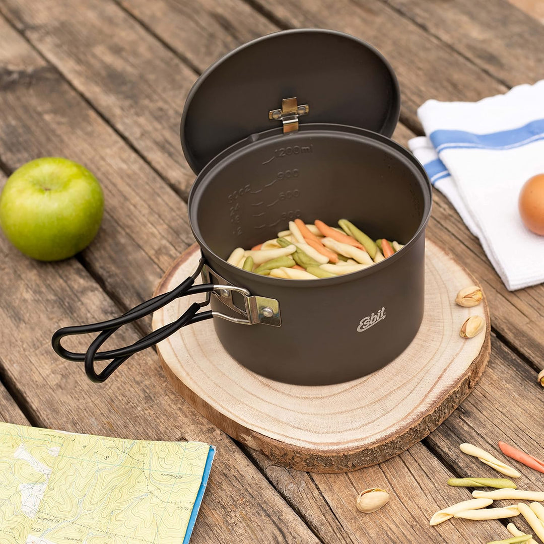 Esbit Outdoor Kochtopf 1600 ml - Camping Topf aus hartanodisiertem Aluminium - inkl. Deckel mit prak