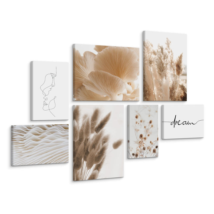 Muralo - Wandbilder Set - Leinwand Bilder Aufhängefertig in Boho Stil - das Leinwandbilder - Bilder