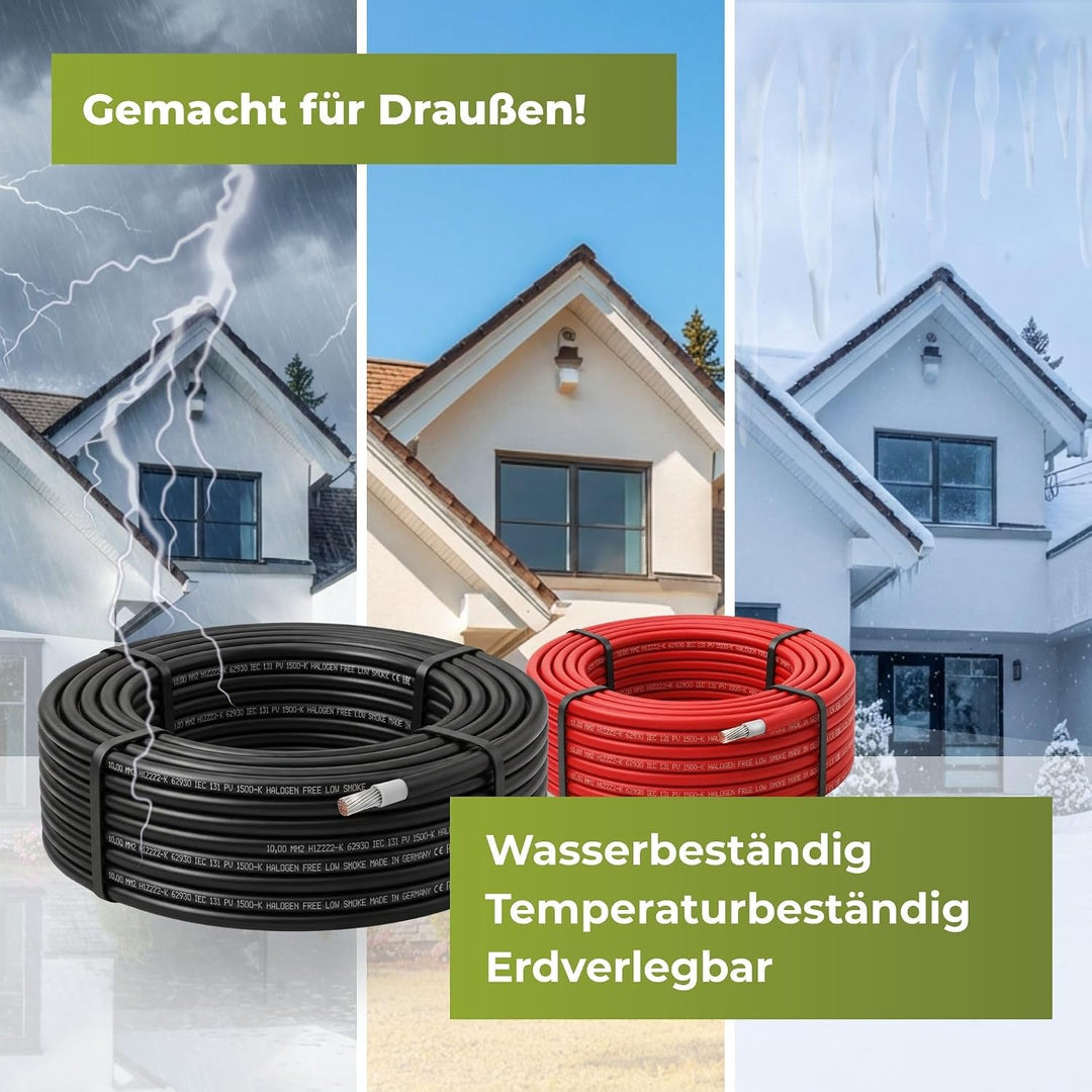 SOLARTRONICS Solarkabel 10mm² 80m Schwarz, H1Z2Z2-K, flexibel, erdverlegbar, PV-Kabel für Photovolta