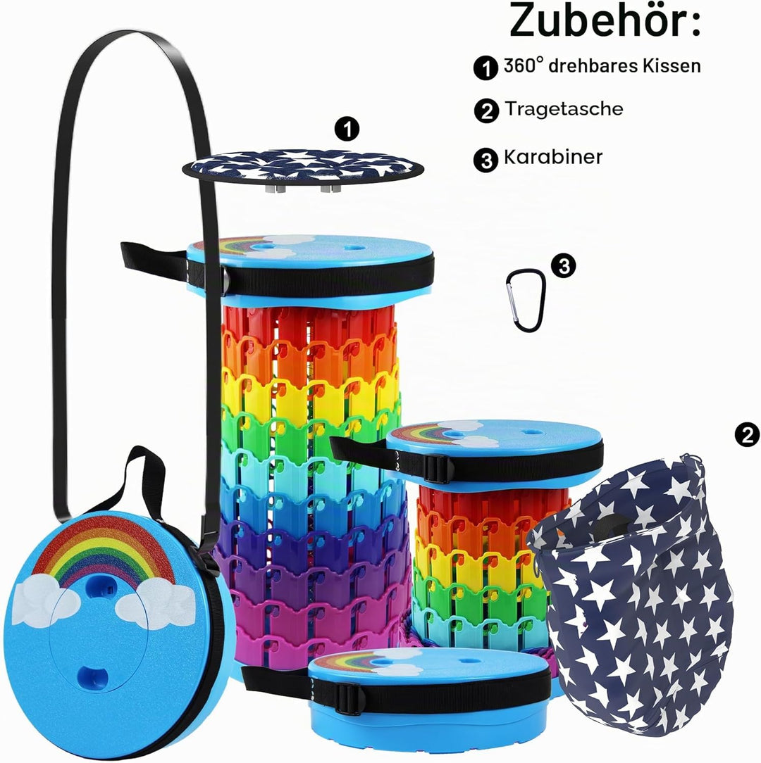 ALEVMOOM Tragbarer Klapphocker,Camping Hocker Teleskophocker,Klappbarer Hocker,Mini Leichte Campingh