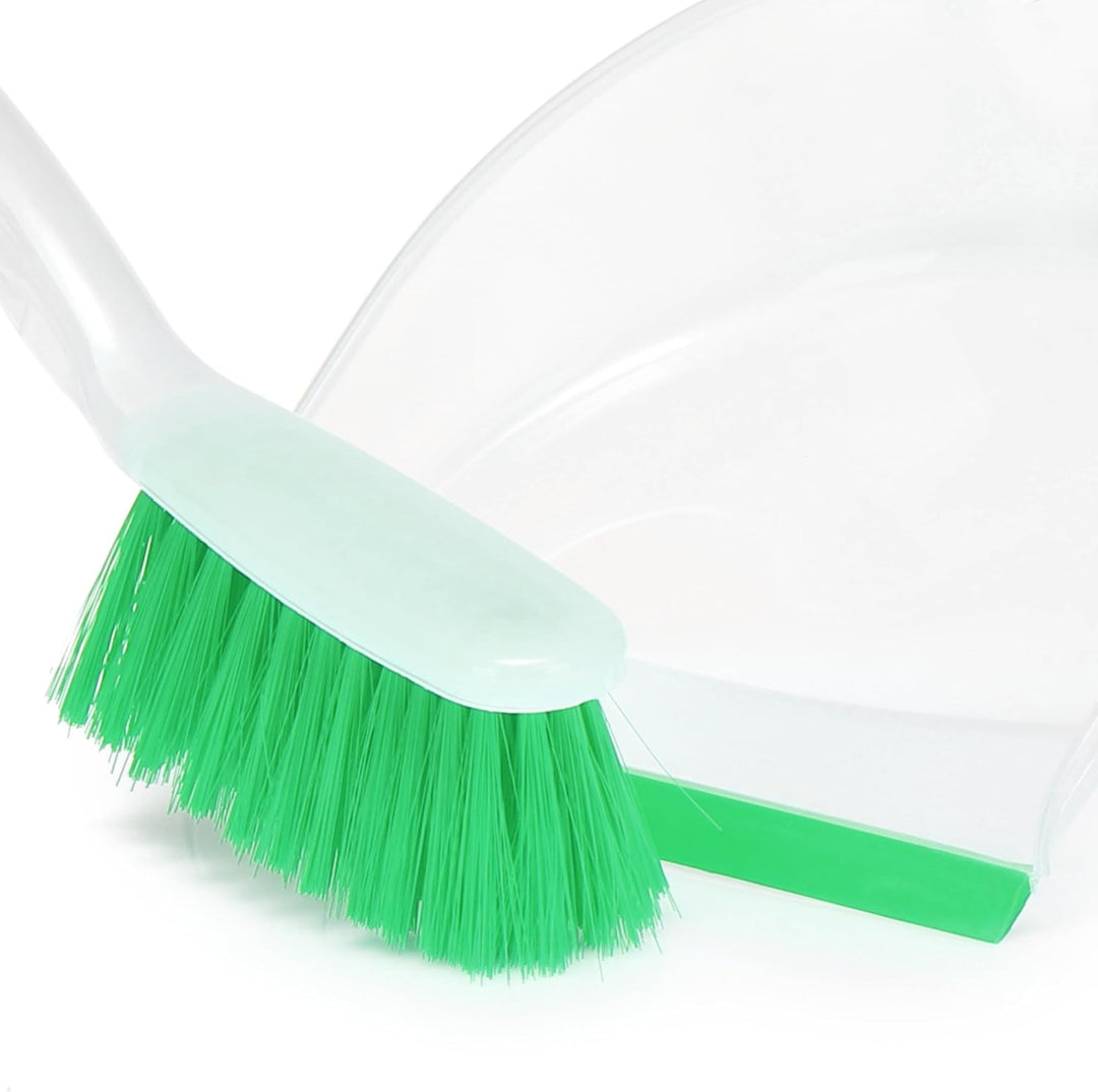 com-four® 2X Kehrgarnitur - grünes Kehr-Set aus Handfeger und Kehrschaufel - farbenfrohes Haushaltsr