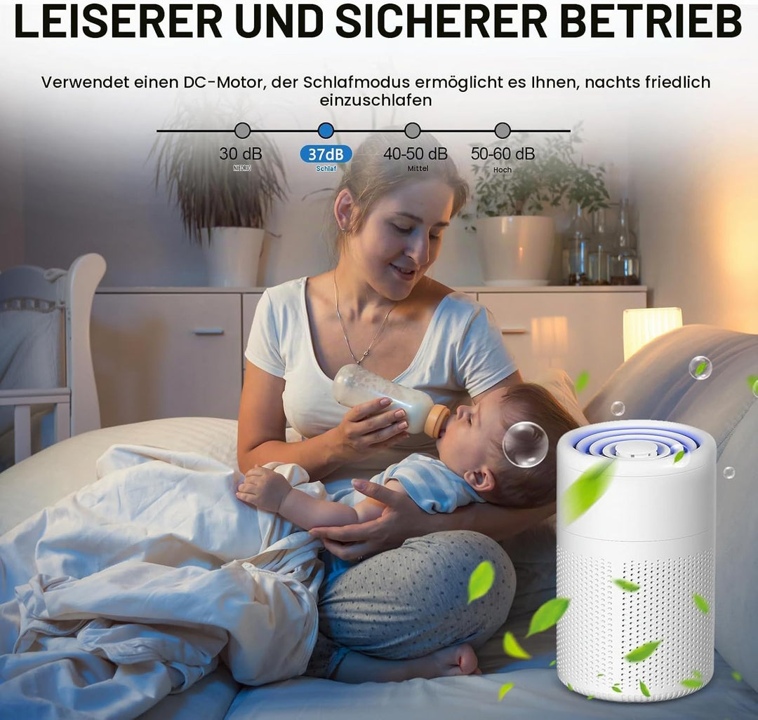 Luftreiniger Allergiker mit Aktivkohlefilter USB Tragbar HEPA Filter 5W Geräuscharm Für Tierhaare &amp;